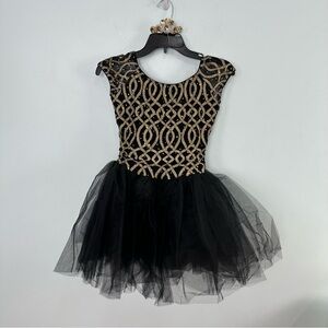 Revolution Small Adult Dream Weaver Black Dance Tutu Costume Gold Bodice Design